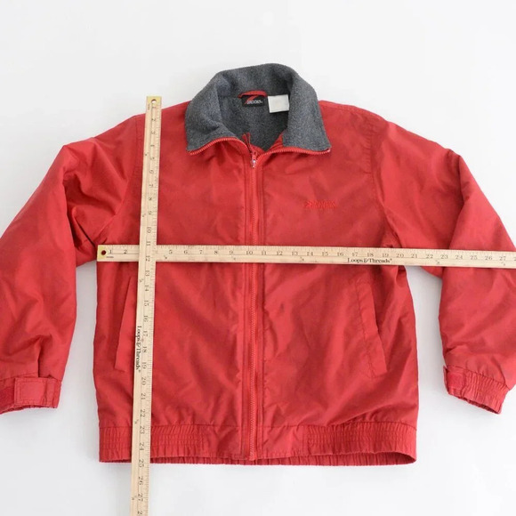 Vintage 90'S Brooks Red With Gray Fleece Liner Bomber Style  Jacket - Picture 2 of 13